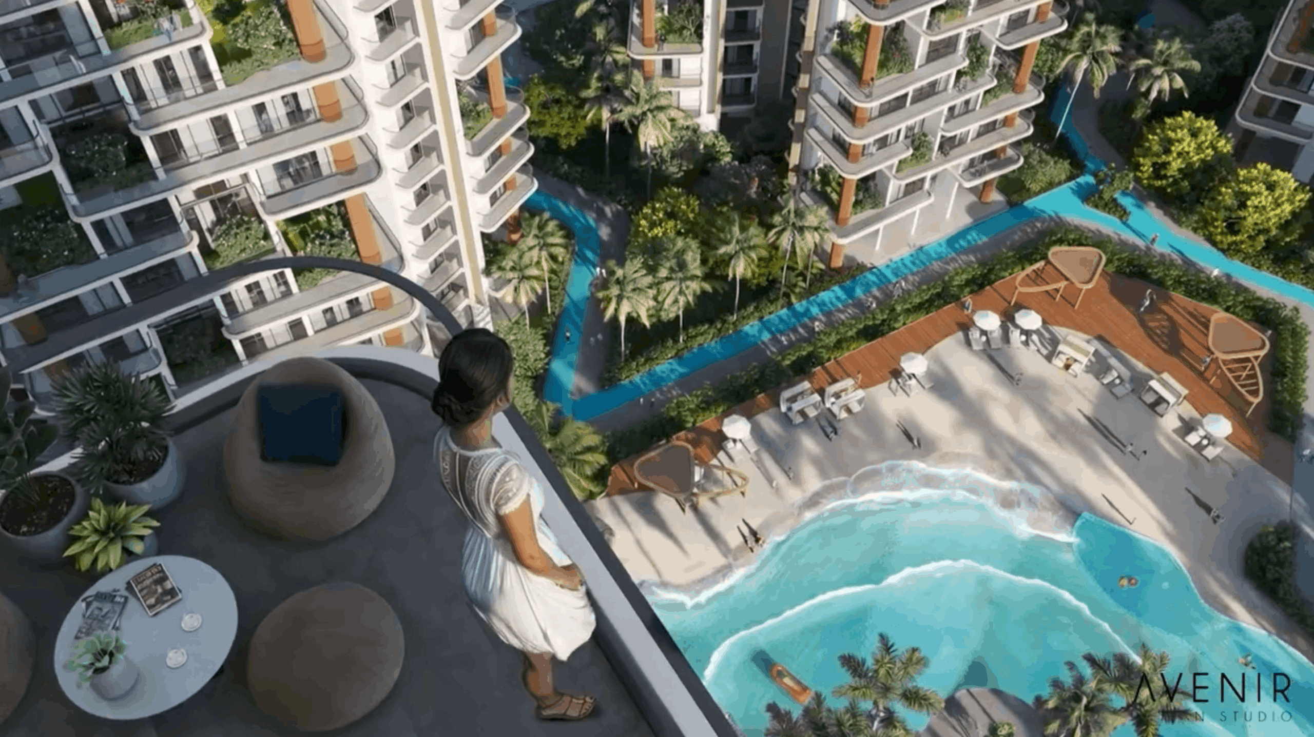 Sky Palazzo balcony view overlooking beach